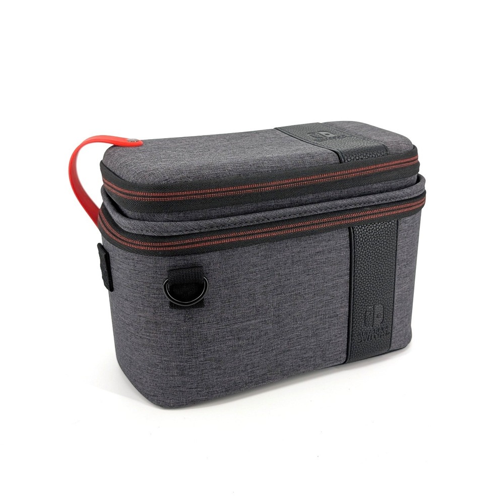 PDP Nintendo Switch Pull-N-Go Case 2-in-1 Travel Storage Bag Grey Red